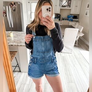 Madewell Denim Short Overalls Biballs Blue Jean Shorts Size M